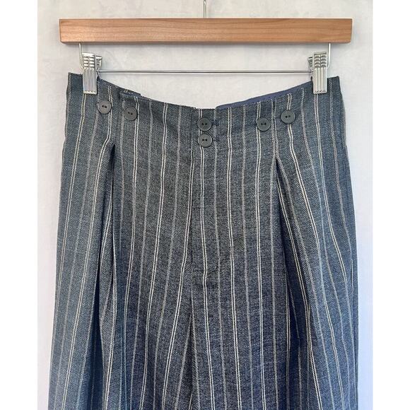 NWT Anthropologie Pinstriped Trousers High Waisted Pants Size 4 Navy Blue Women - Picture 3 of 7